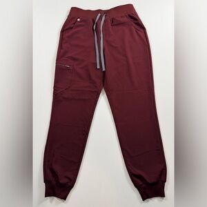 FIGS Zamora Jogger Scrub Pants Burgundy/Wine Medium Technical Collection